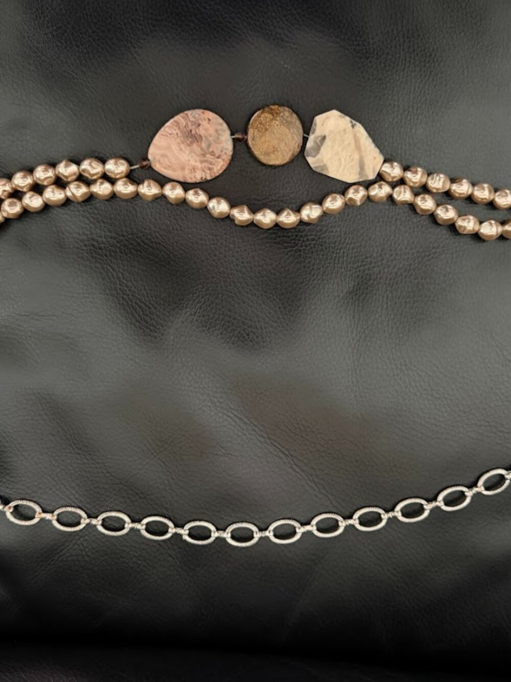 Mocha Faux  Belt with Semi Precious Stones